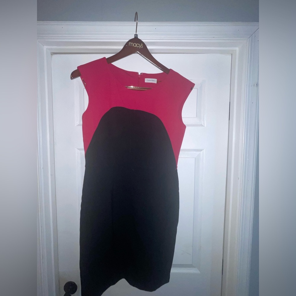 Calvin Klein Pink Sheath Mini Dress Sleeveless Crew Neck
